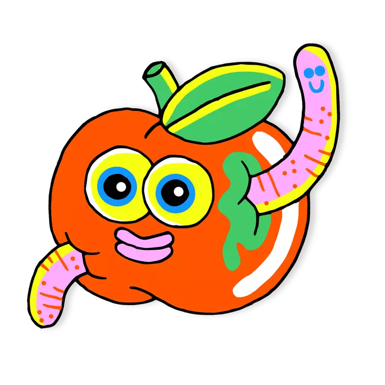 Hop Culture Wormy Apple Sticker